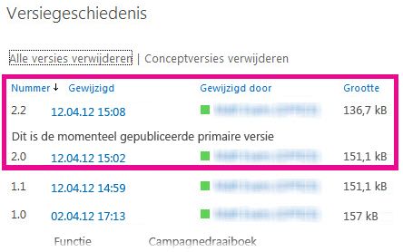 Office 365 versiebeheer