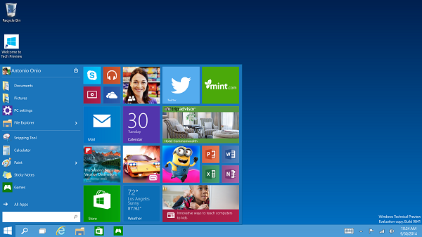 Windows10 startmenu