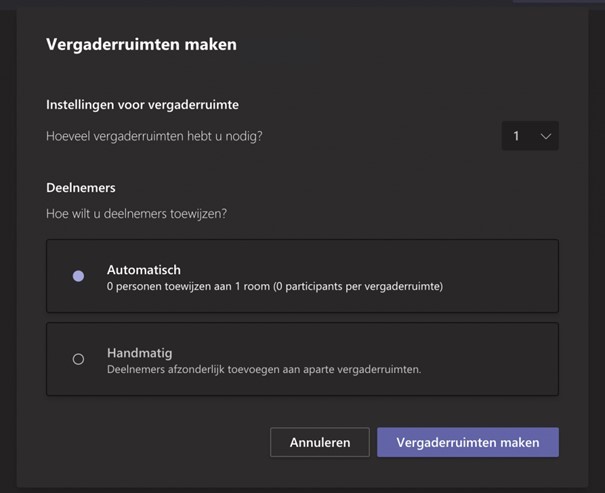 teams aparte vergaderruimten
