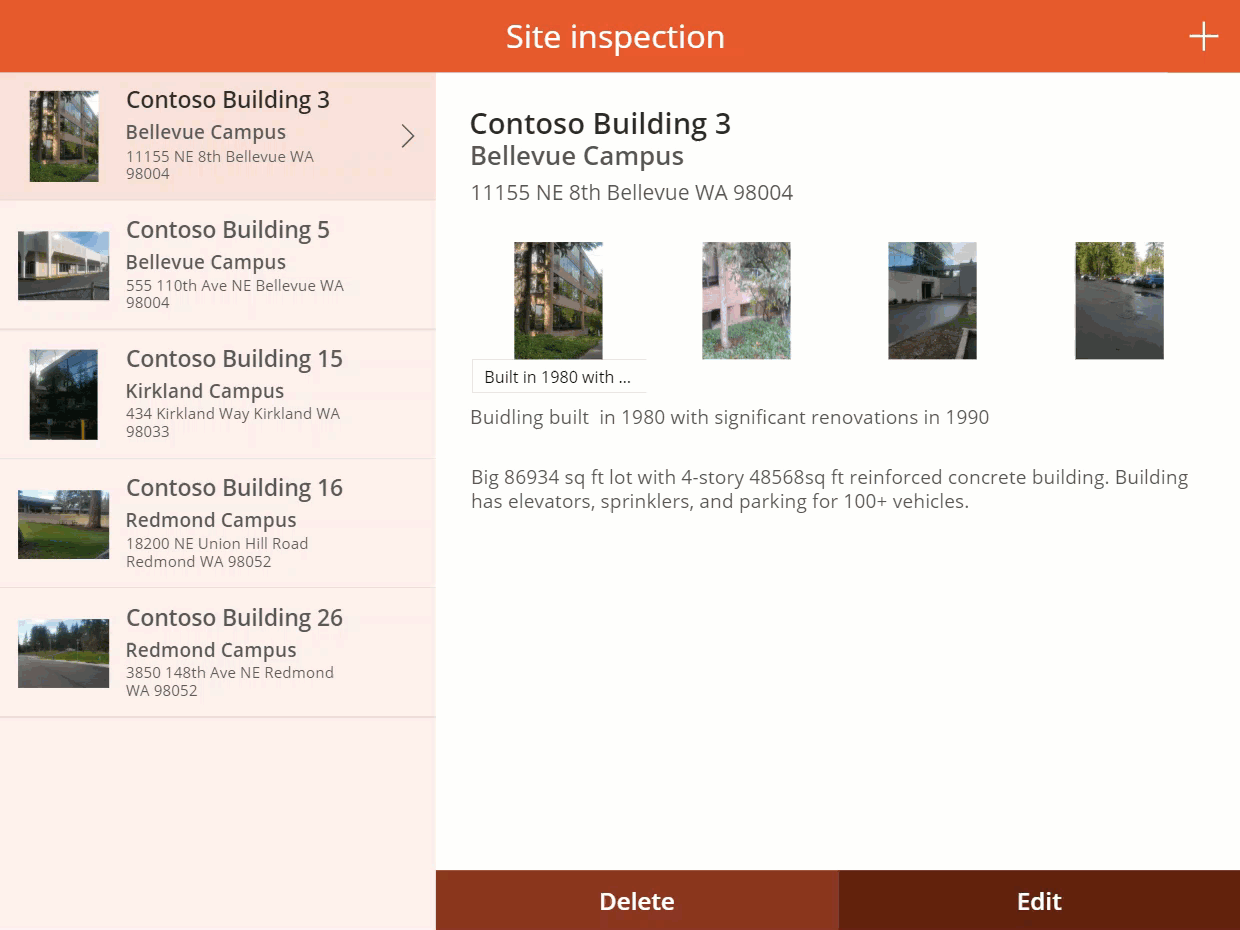 Powerapp voorbeeld inspectie-app
